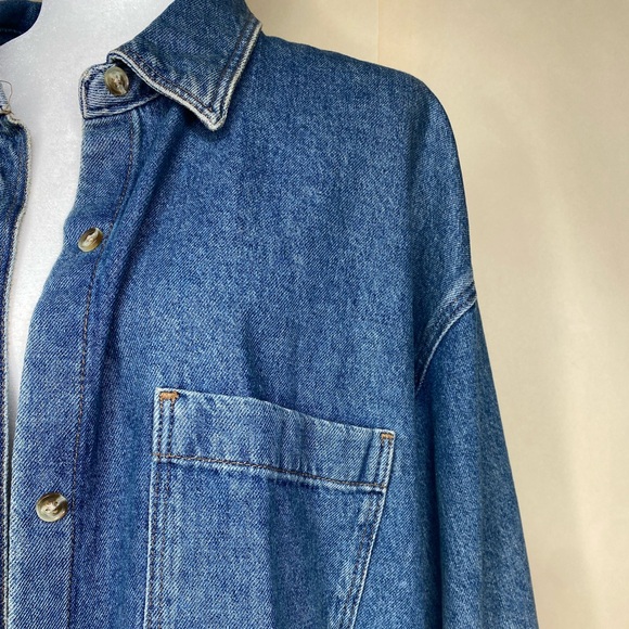 Divided Oversized Denim Button Down Shirt Women’s Sz Lg - Picture 5 of 6